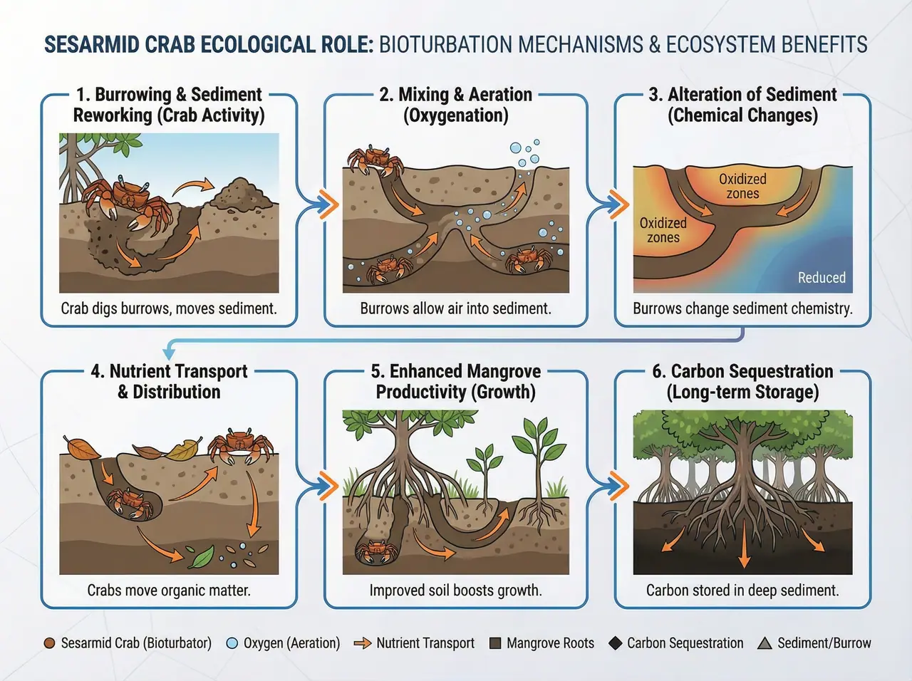 Ecological Role of Sesarmid Crabs in Mangrove Ecosystems