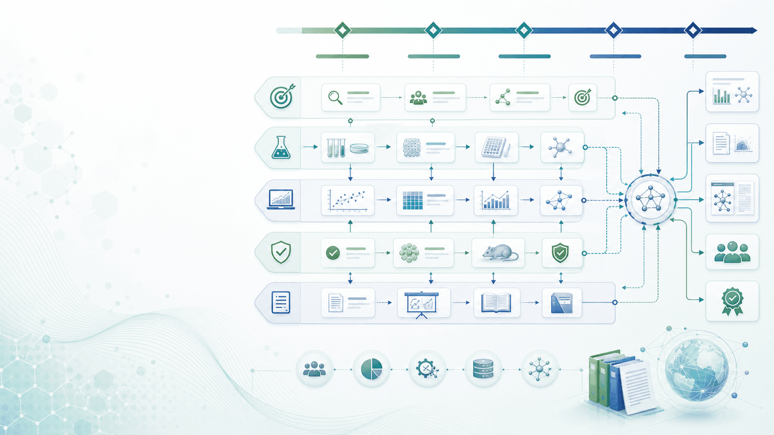 Research roadmap maker with grant aims, work packages, milestones, validation checkpoints, data-analysis nodes, and publication outputs