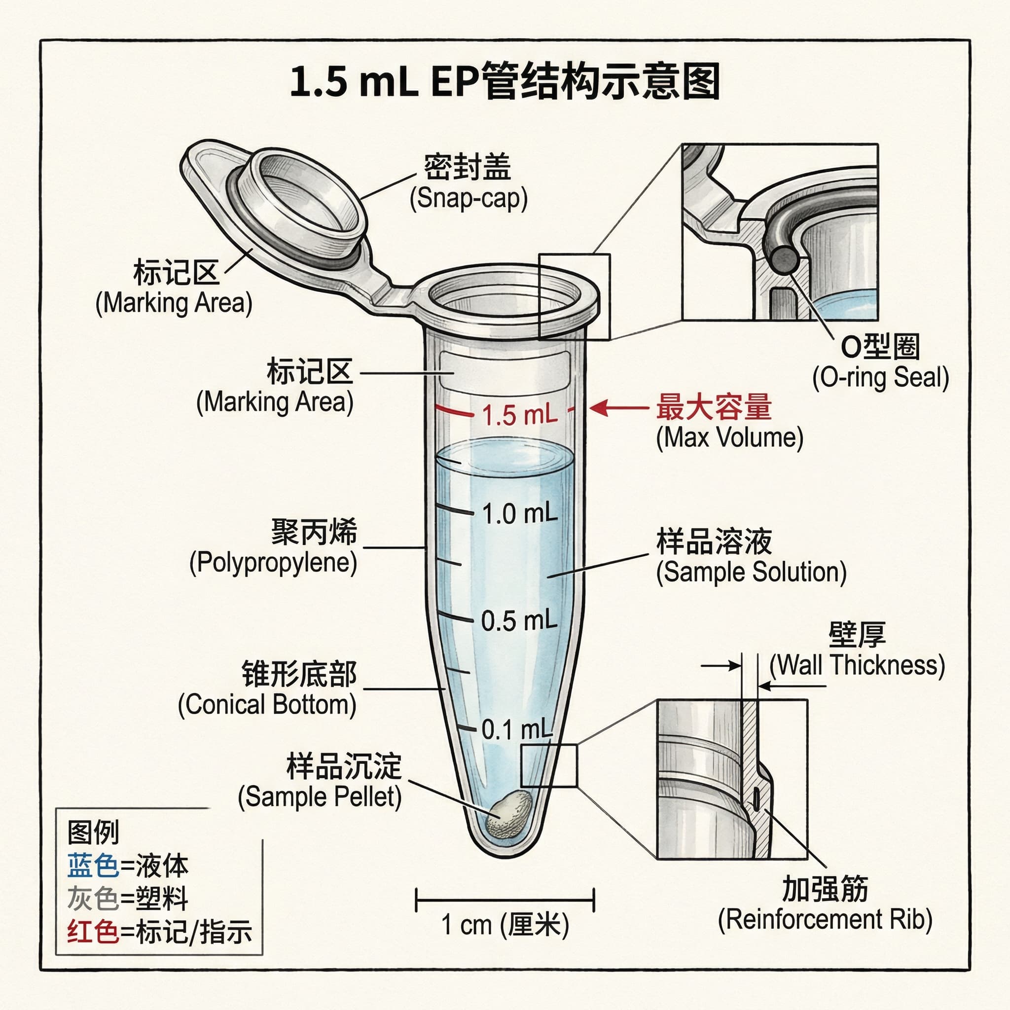 1.5mlのエッペンドルフチューブの画像。