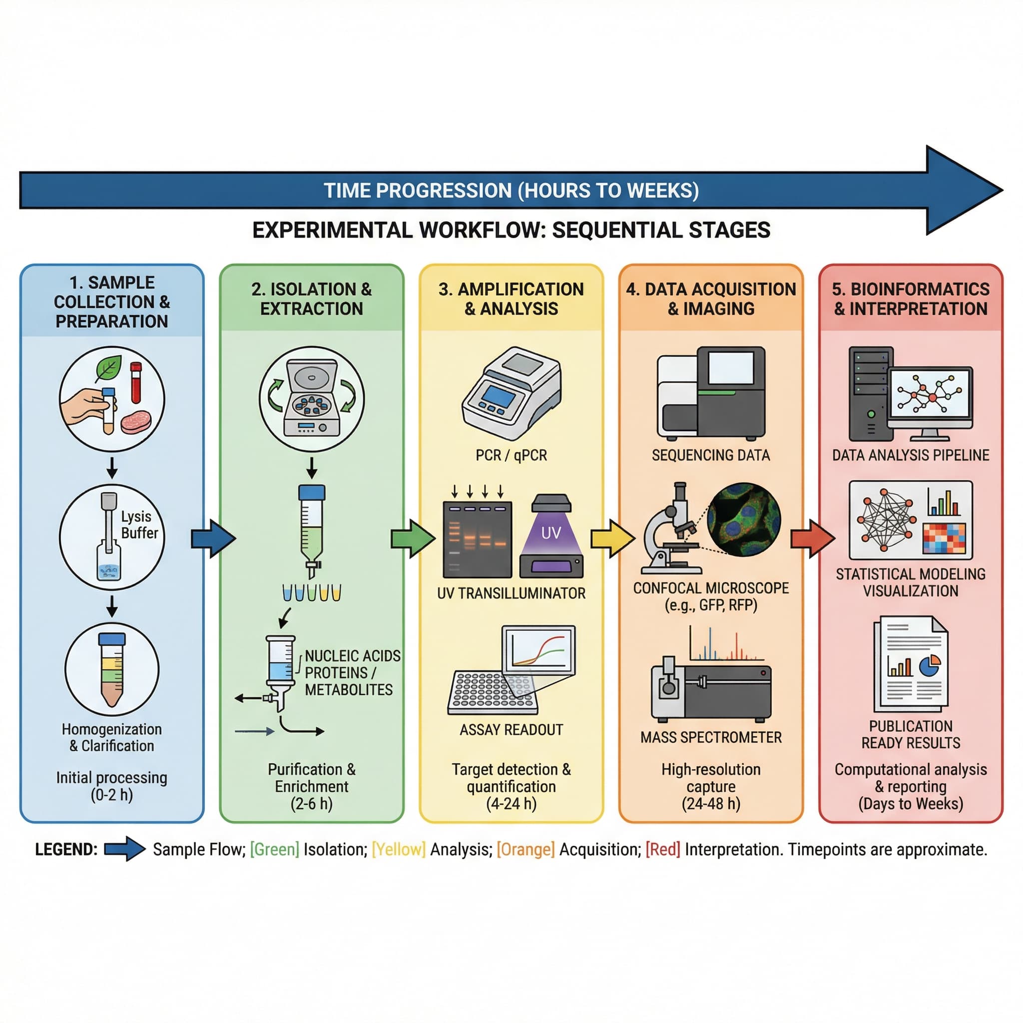 disegna una freccia temporale da sinistra a destra crescente. White 4:3 background, style like scientific book. Minimalistic modern design. Vectorial, arial font. The content fills the space. High detail quality.