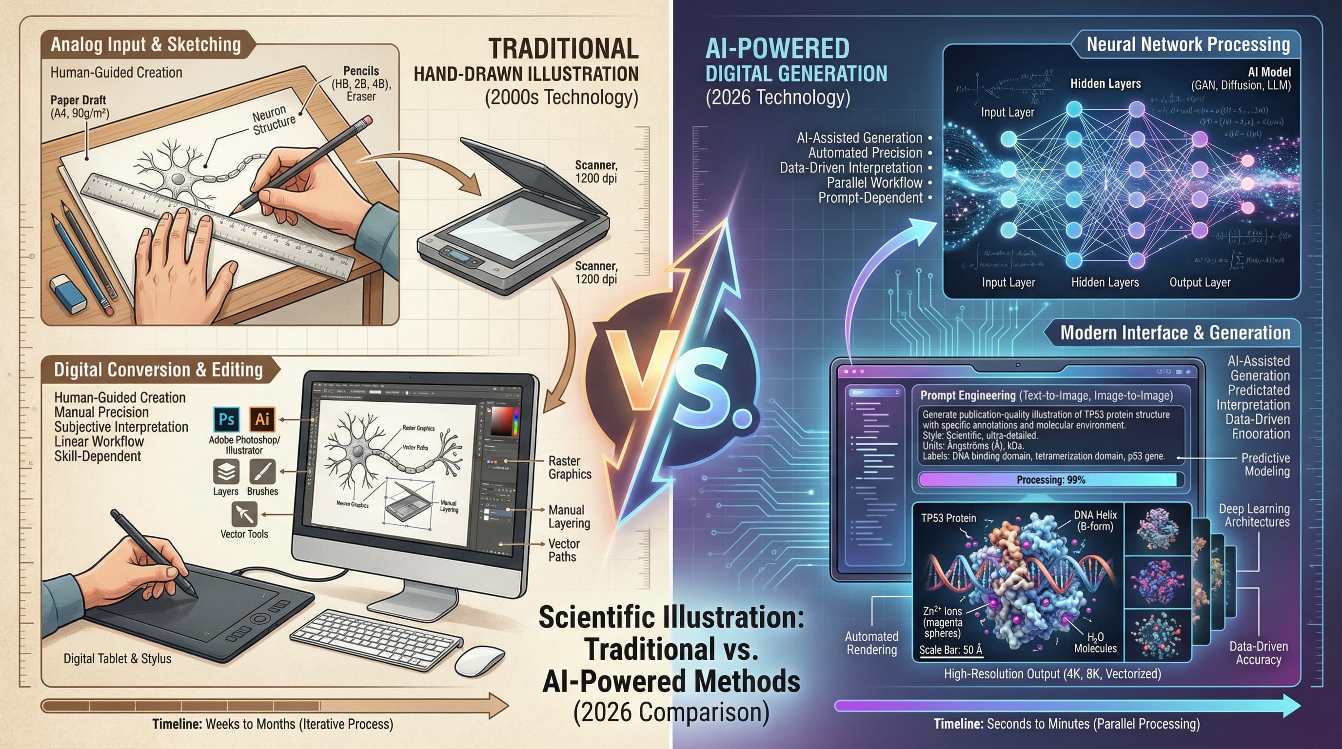 ИИ против традиционной научной иллюстрации: что нужно знать исследователям (2026) ИИ против традиционной научной иллюстрации: что нужно знать исследователям (2026)