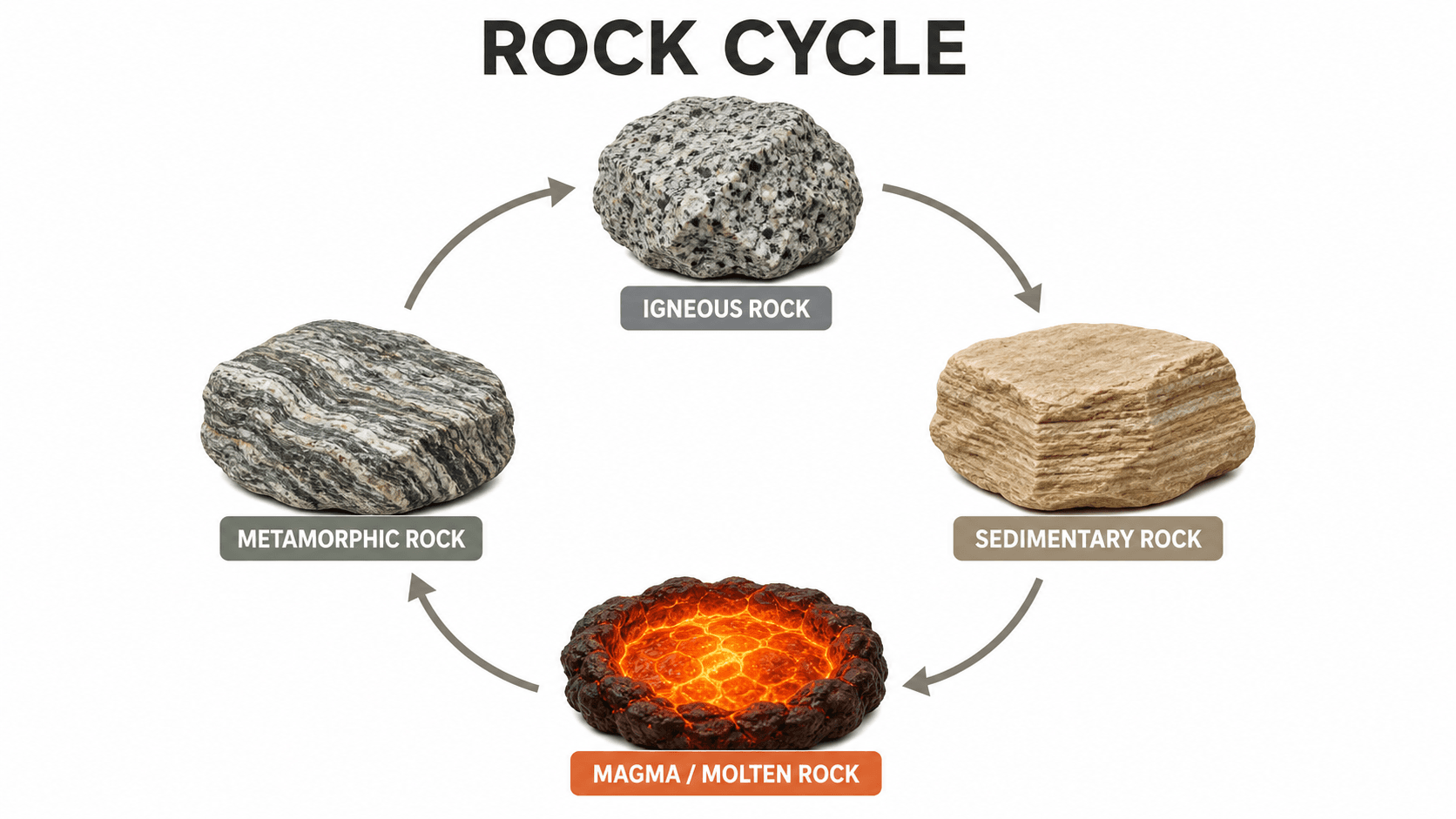 Come leggere un diagramma del ciclo delle rocce: processi e tipi Come leggere un diagramma del ciclo delle rocce: processi e tipi