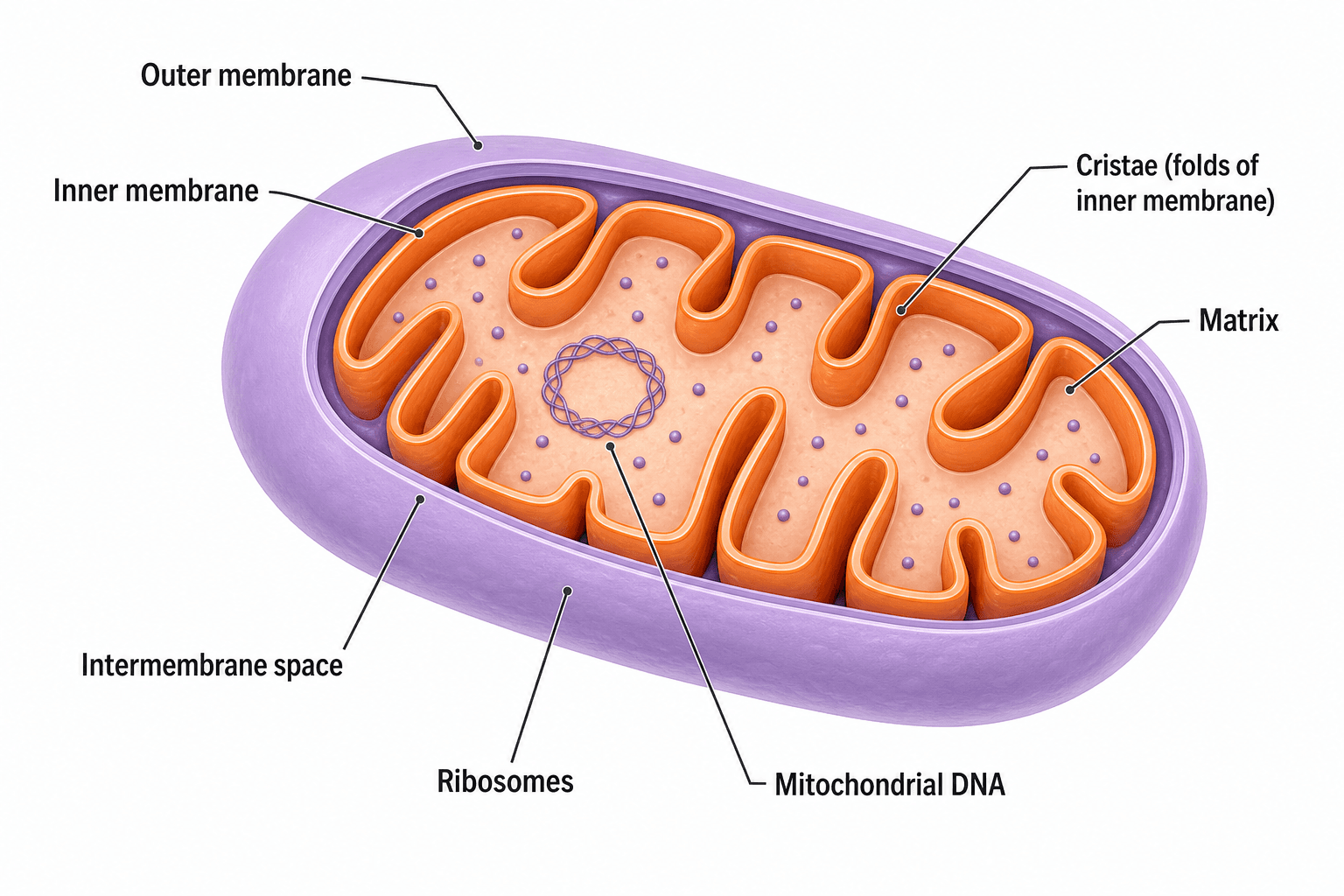 Mitochondria Diagram Generator — Create labeled mitochondria diagrams with cristae, matrix, and membranes