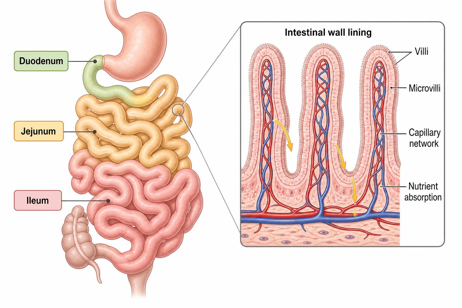 Simple Intestine Digestive System Diagram Generator | SciDraw AI