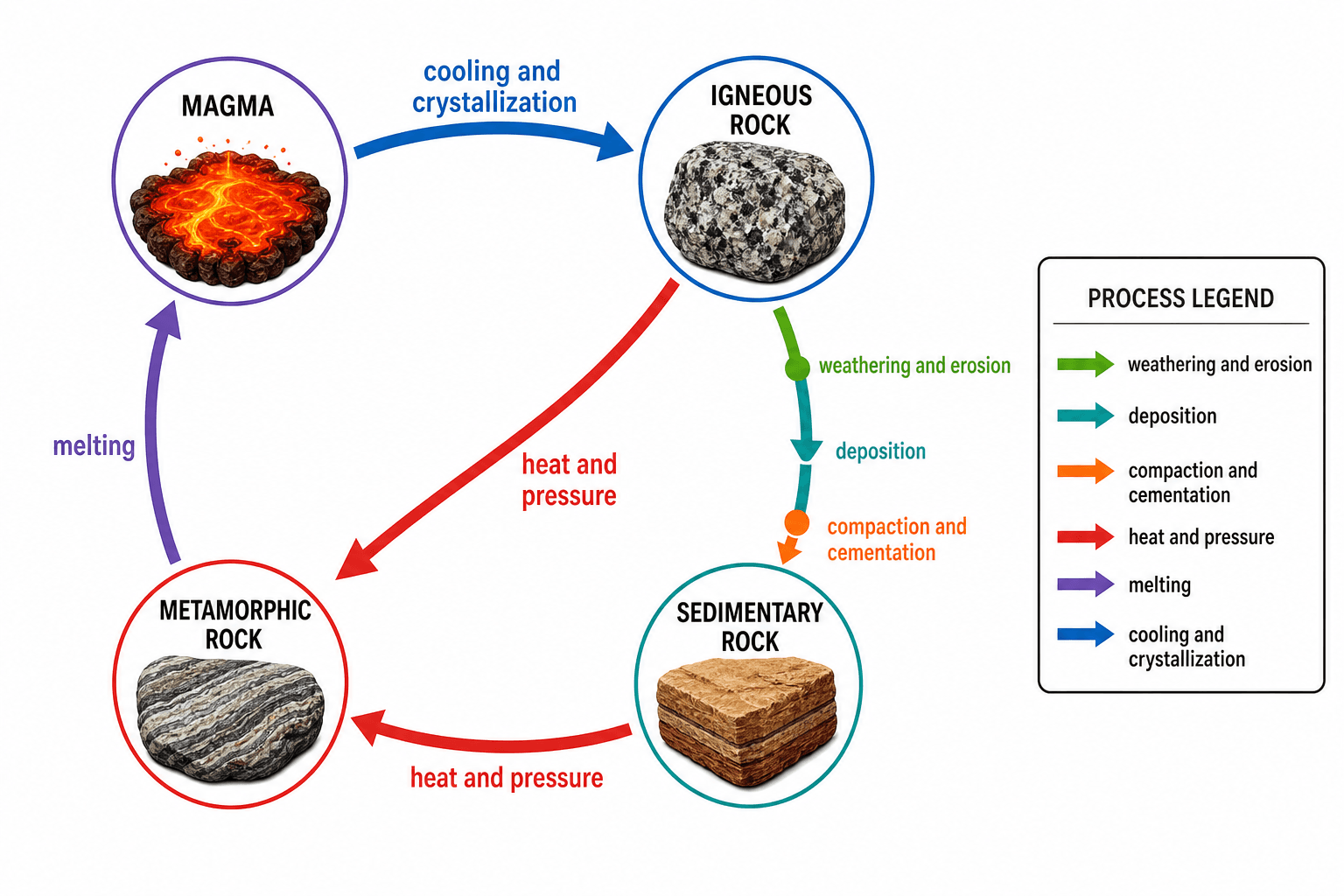 Boiler Rocks Heating Rock Cycle Diagram Generator | SciDraw AI